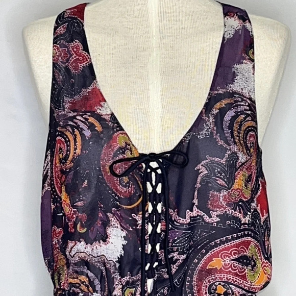 Free People Falling for Georgette Tank Style Lace Up Pocket Dress - Size Small - Picture 3 of 7